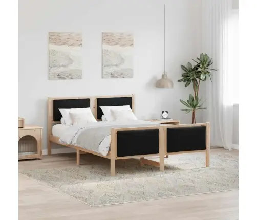 Gultas Rāmis Ar Galvas Klāju Melna 140 X 190 Cm Audums Vidaxl