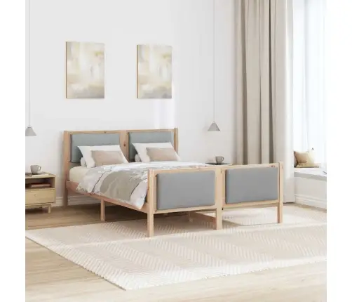 Gultas Rāmis Ar Galvas Klāju Gaiši Pelēks 135 X 190 Cm Audums Vidaxl