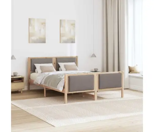 Gultas Rāmis Ar Galvas Klāju Pelēkbrūna 135 X 190 Cm Audums Vidaxl