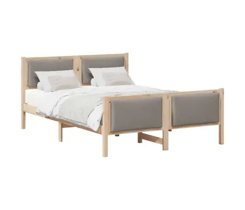 Gultas Rāmis Ar Galvas Klāju Pelēkbrūna 135 X 190 Cm Audums Vidaxl