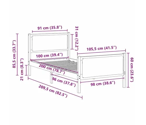 Lovos Rėmas Su Galvūgalio Šviesiai Pilka 100 X 200 Cm Audinys