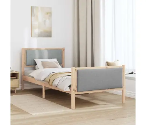 Gultas Rāmis Ar Galvas Klāju Gaiši Pelēks 90 X 200 Cm Audums Vidaxl