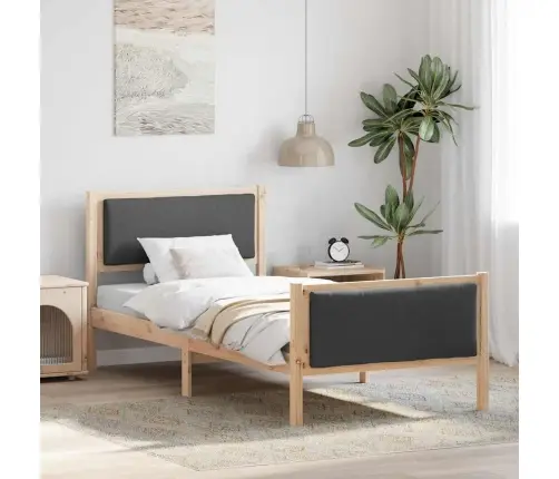 Gultas Rāmis Ar Galvas Klāju Tumši Pelēks 90 X 200 Cm Audums Vidaxl