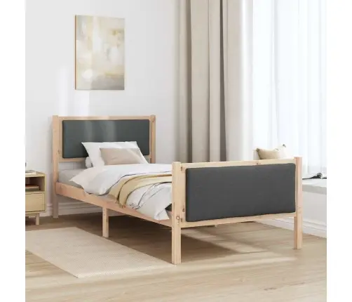 Gultas Rāmis Ar Galvas Klāju Tumši Pelēks 90 X 200 Cm Audums Vidaxl