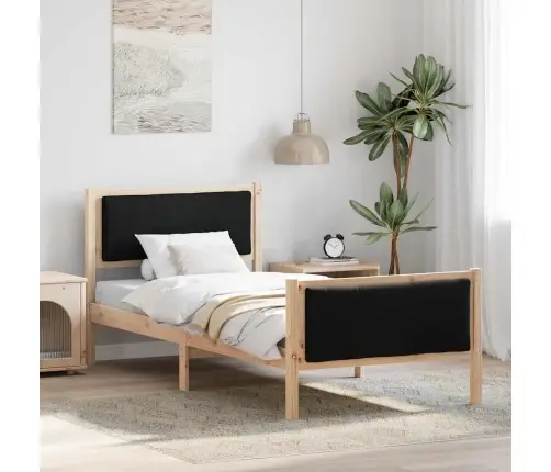 Voodi Raam Peaga Must 90 X 200 Cm Kangas