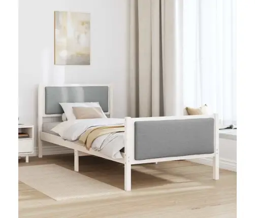 Voodi Raam Peaga Helehall 90 X 200 Cm Kangas