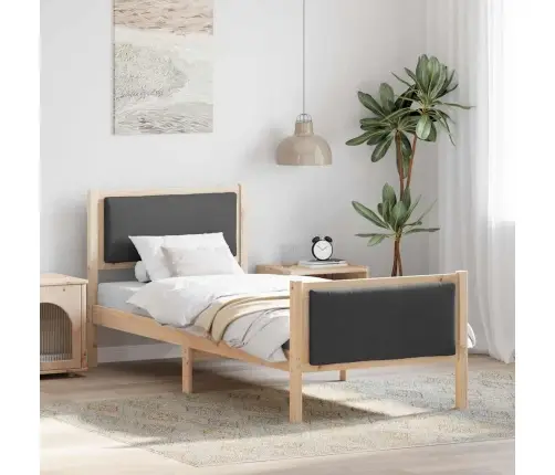 Gultas Rāmis Ar Galvas Klāju Tumši Pelēks 80 X 200 Cm Audums Vidaxl