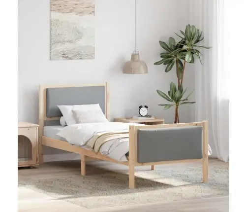 Gultas Rāmis Ar Galvas Klāju Gaiši Pelēks 75 X 190 Cm Audums Vidaxl