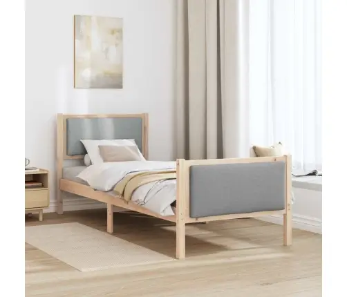 Gultas Rāmis Ar Galvas Klāju Gaiši Pelēks 75 X 190 Cm Audums Vidaxl