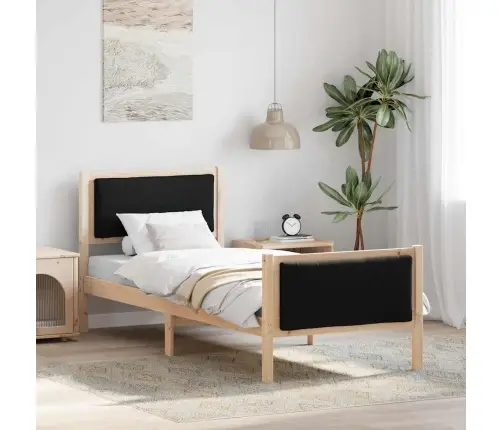 Gultas Rāmis Ar Galvas Klāju Melna 75 X 190 Cm Audums Vidaxl