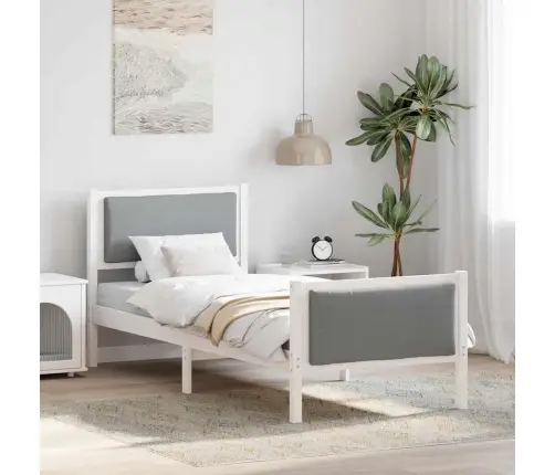 Gultas Rāmis Ar Galvas Klāju Gaiši Pelēks 75 X 190 Cm Audums Vidaxl