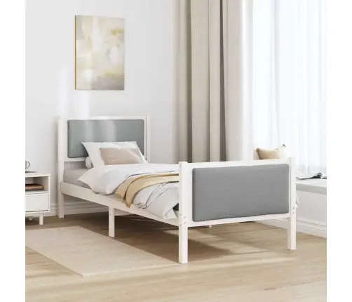 Gultas Rāmis Ar Galvas Klāju Gaiši Pelēks 75 X 190 Cm Audums Vidaxl