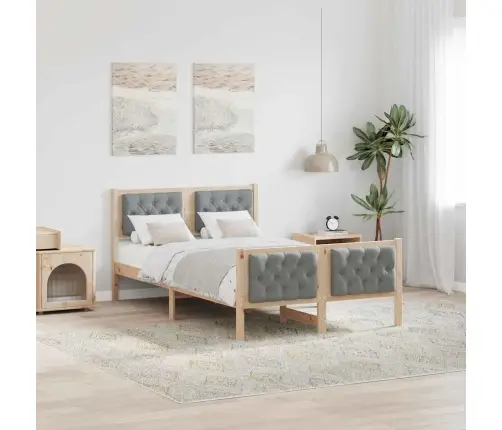 Gultas Rāmis Ar Galvas Klāju Gaiši Pelēks 120 X 200 Cm Audums Vidaxl