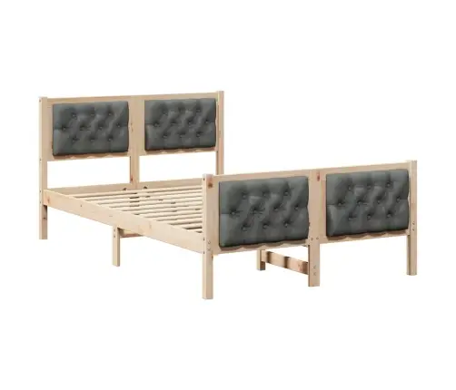 Gultas Rāmis Tumši Pelēks 120 X 200 Cm Ciets Priedes Koks Vidaxl