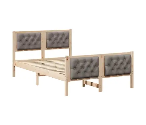 Gultas Rāmis Pelēkbrūna 120 X 200 Cm Ciets Priedes Koks Vidaxl