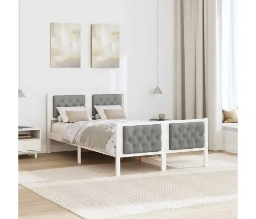 Gultas Rāmis Gaiši Pelēks 120 X 200 Cm Ciets Priedes Koks Vidaxl