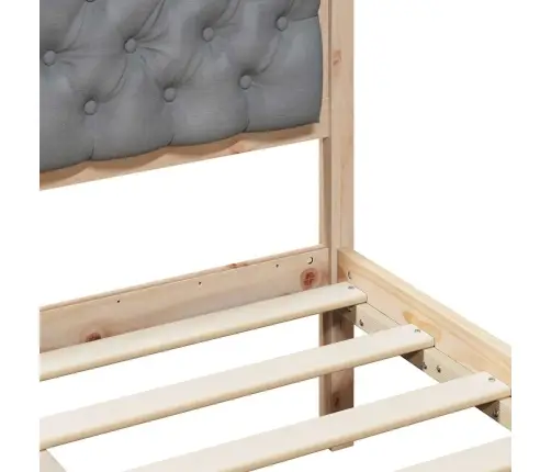 Gultas Rāmis Gaiši Pelēks 135 X 190 Cm Ciets Priedes Koks Vidaxl