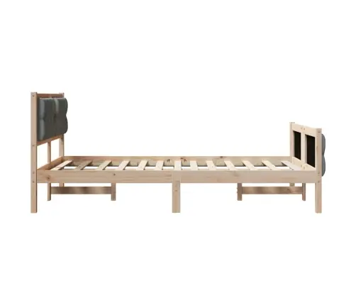 Gultas Rāmis Tumši Pelēks 135 X 190 Cm Ciets Priedes Koks Vidaxl