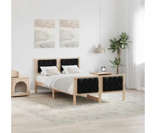 Gultas Rāmis Melna 135 X 190 Cm Ciets Priedes Koks Vidaxl