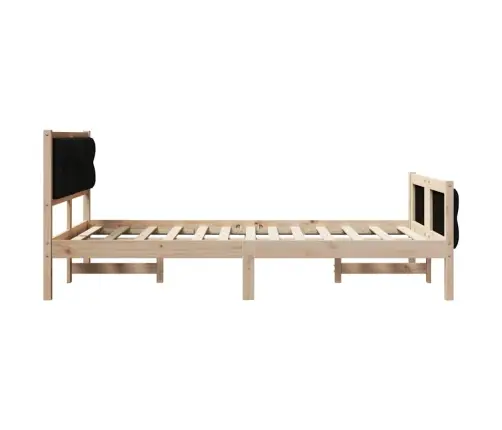 Gultas Rāmis Melna 135 X 190 Cm Ciets Priedes Koks Vidaxl