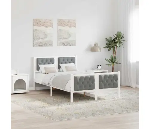 Gultas Rāmis Gaiši Pelēks 135 X 190 Cm Ciets Priedes Koks Vidaxl