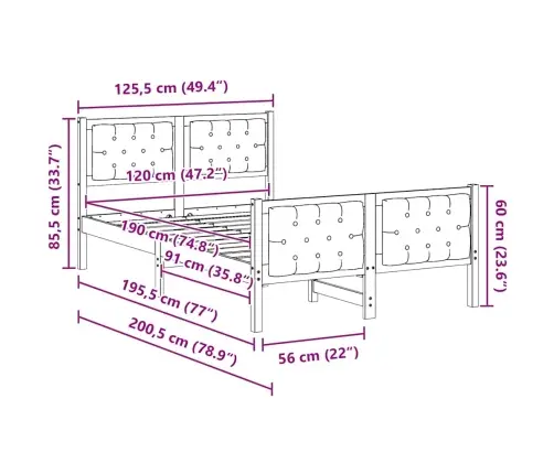 Lovos Rėmas Šviesiai Pilka 120 X 190 Cm Kietos Pušies Mediena
