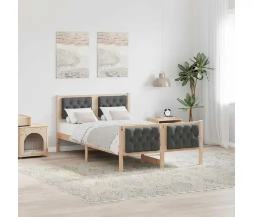 Voodi Raam Peaga Tumehall 120 X 190 Cm Kangas