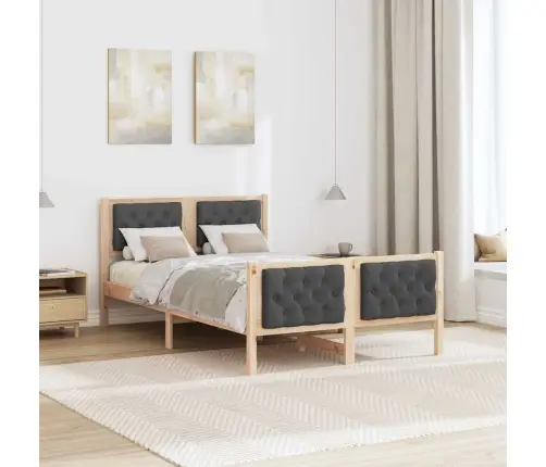 Voodi Raam Peaga Tumehall 120 X 190 Cm Kangas