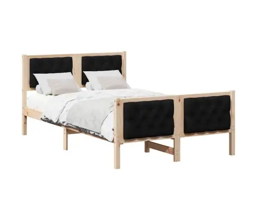 Gultas Rāmis Melna 120 X 190 Cm Ciets Priedes Koks Vidaxl