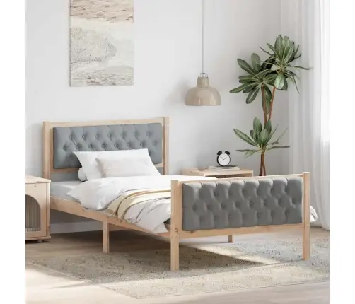 Gultas Rāmis Gaiši Pelēks 100 X 200 Cm Ciets Priedes Koks Vidaxl