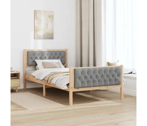 Gultas Rāmis Gaiši Pelēks 100 X 200 Cm Ciets Priedes Koks Vidaxl