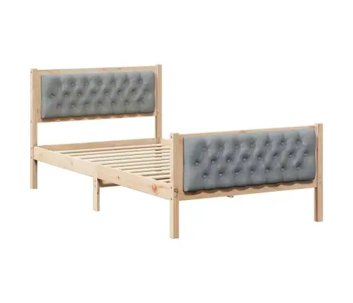 Gultas Rāmis Gaiši Pelēks 100 X 200 Cm Ciets Priedes Koks Vidaxl