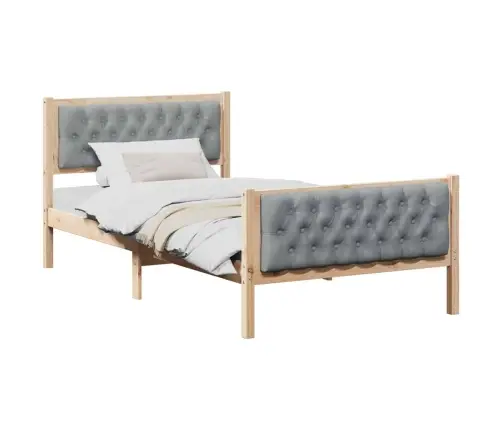 Gultas Rāmis Gaiši Pelēks 100 X 200 Cm Ciets Priedes Koks Vidaxl