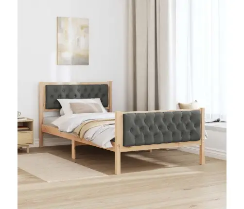 Gultas Rāmis Tumši Pelēks 100 X 200 Cm Ciets Priedes Koks Vidaxl