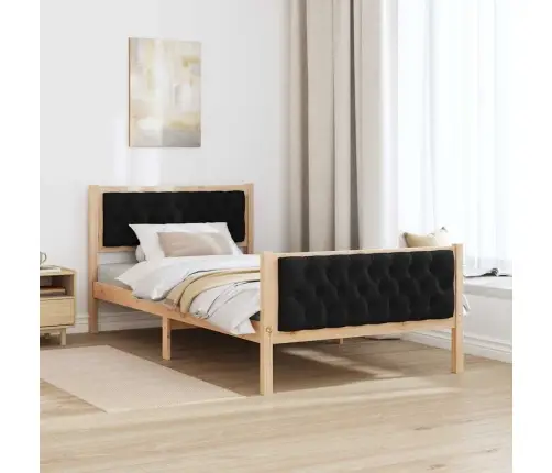 Lovos Rėmas Juoda 100 X 200 Cm Kietos Pušies Mediena