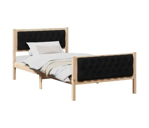 Lovos Rėmas Juoda 100 X 200 Cm Kietos Pušies Mediena