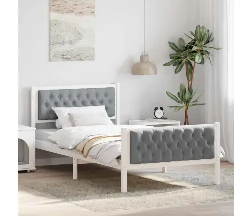 Voodi Raam Peaga Helehall 100 X 200 Cm Tahke Mänd