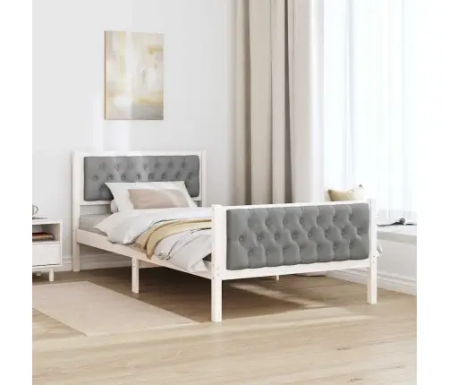 Voodi Raam Peaga Helehall 100 X 200 Cm Tahke Mänd