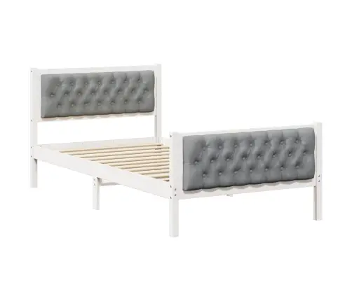 Voodi Raam Peaga Helehall 100 X 200 Cm Tahke Mänd