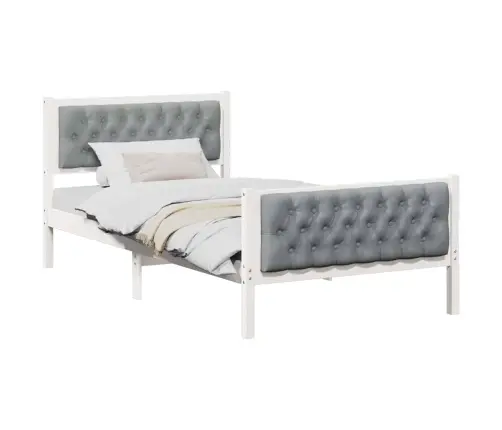 Voodi Raam Peaga Helehall 100 X 200 Cm Tahke Mänd