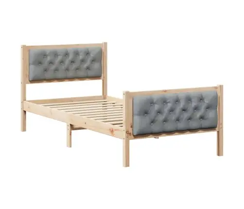 Gultas Rāmis Gaiši Pelēks 90 X 200 Cm Ciets Priedes Koks Vidaxl