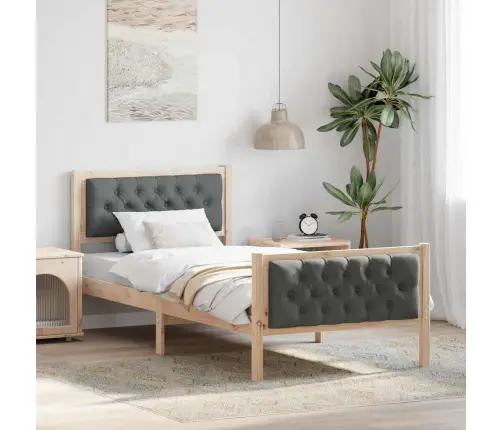 Lovos Rėmas Tamsiai Pilka 90 X 200 Cm Kietos Pušies Mediena
