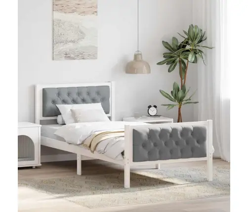 Gultas Rāmis Gaiši Pelēks 90 X 200 Cm Ciets Priedes Koks Vidaxl