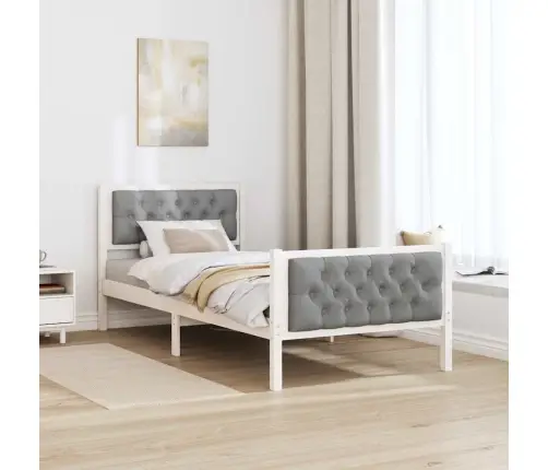 Gultas Rāmis Gaiši Pelēks 90 X 200 Cm Ciets Priedes Koks Vidaxl