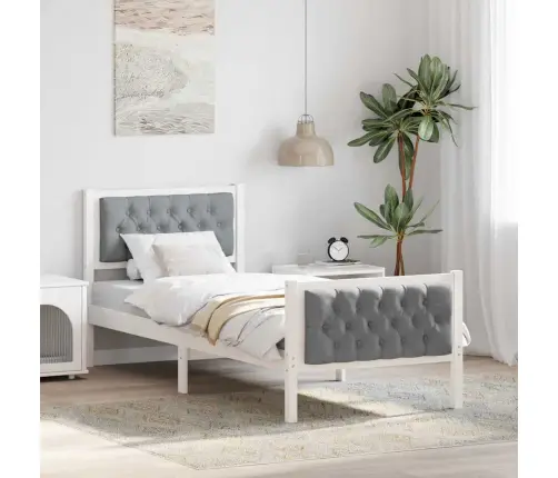 Gultas Rāmis Gaiši Pelēks 80 X 200 Cm Ciets Priedes Koks Vidaxl