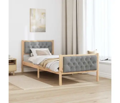 Voodi Raam Peaga Helehall 90 X 190 Cm Tahke Mänd