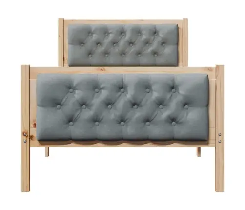 Voodi Raam Peaga Helehall 90 X 190 Cm Tahke Mänd