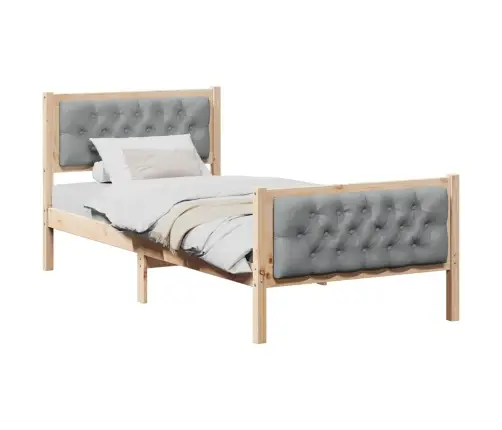 Voodi Raam Peaga Helehall 90 X 190 Cm Tahke Mänd