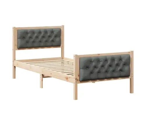 Gultas Rāmis Tumši Pelēks 90 X 190 Cm Ciets Priedes Koks Vidaxl