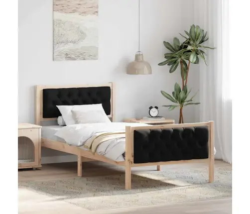 Lovos Rėmas Juoda 90 X 190 Cm Kietos Pušies Mediena